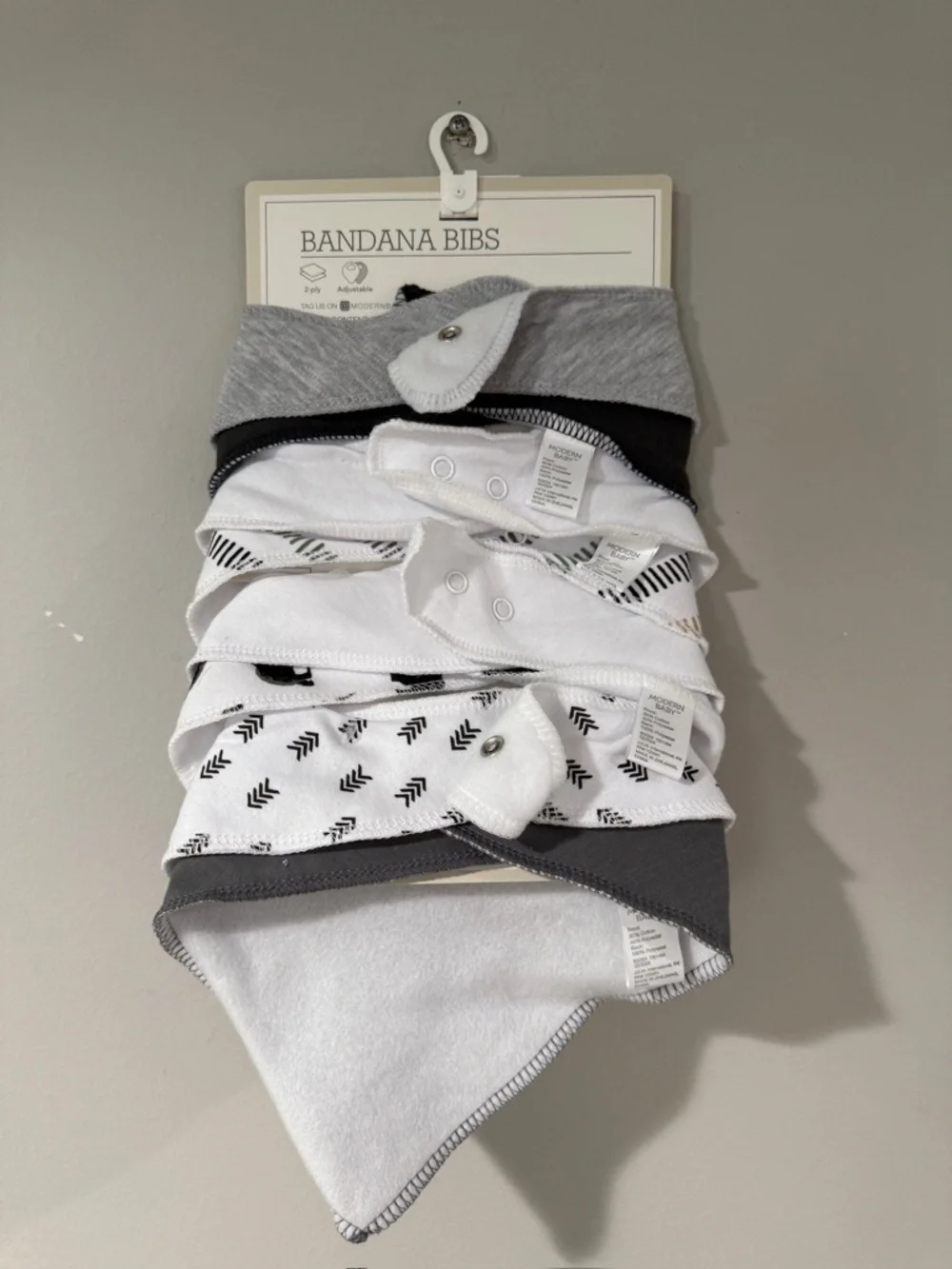 Baby Bear Gray Bandana Bibs - 8 Pack